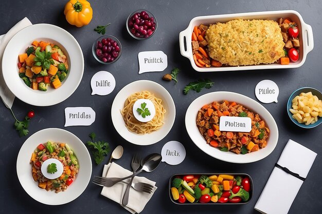 różne potrawy reprezentujące plany